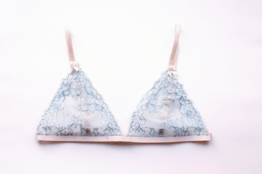 Tangled Up in Blue bralette by blue hours atelier. Click through for more examples of lingerie designs, pattern making, and where to shop designs.